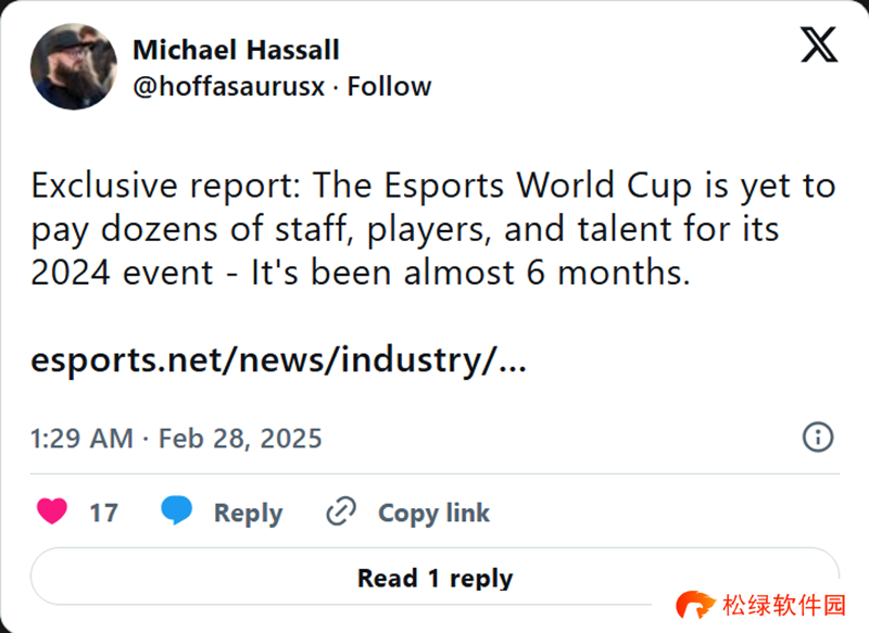 外媒:2024电竞世界杯严重拖欠奖金